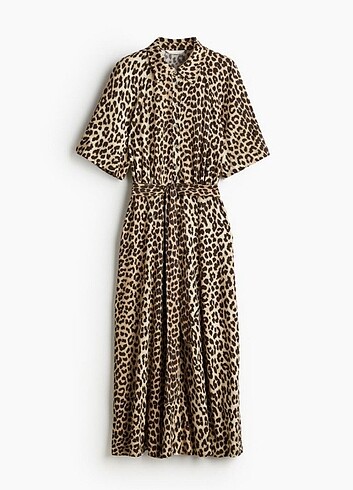 H&M Leopar Desenli Viskoz Elbise