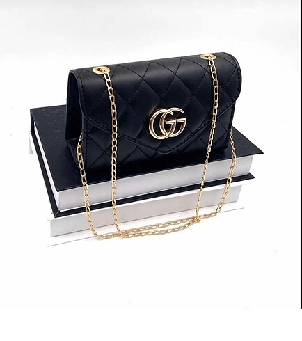Siyah Gold Detaylı Gucci çanta