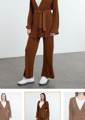 Kahverengi Kadın ikili triko takım - Görsel 3