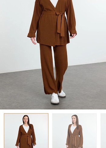 Kahverengi Kadın ikili triko takım - Görsel 2