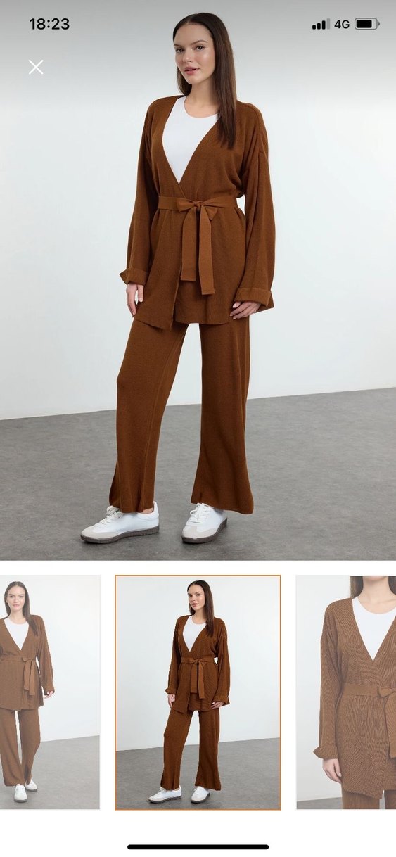 Kahverengi Kadın ikili triko takım - Görsel 3