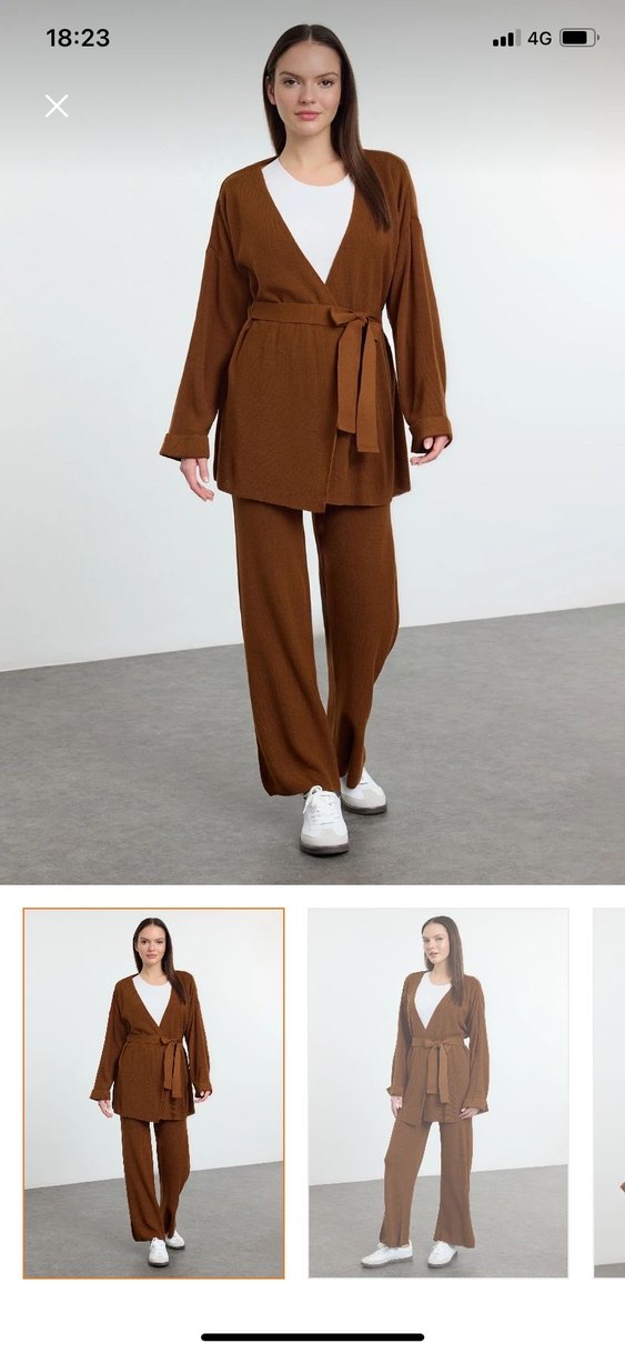 Kahverengi Kadın ikili triko takım - Görsel 2