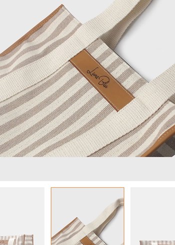 Bej Çizgili Bohem Kadın Çanta - Görsel 2