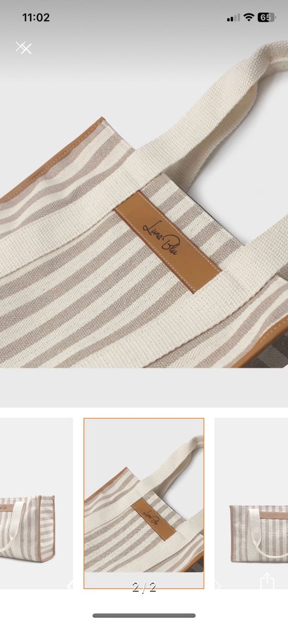 Bej Çizgili Bohem Kadın Çanta - Görsel 2