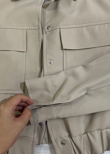 Düğmeli Bej Midi Kadın Ceket - Görsel 2