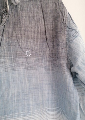 LC Waikiki Gri Batik Desenli Keten Erkek Gömlek