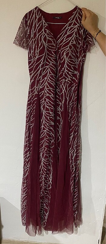 Bordo Abiye Elbise