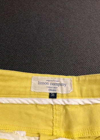 Sarı Mini Kadın Şort Düğmeli Pamuklu - Görsel 2