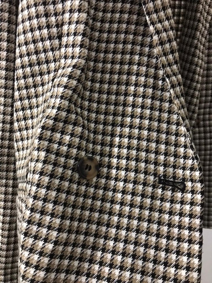 Düğmeli Kahverengi Ekoseli Kadın Blazer - Görsel 3