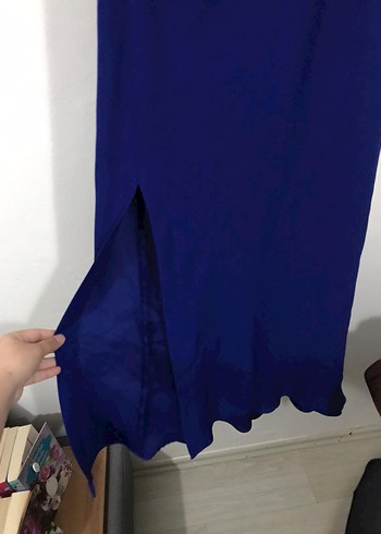 Zara Kadın Lacivert Uzun Drapeli Elbise