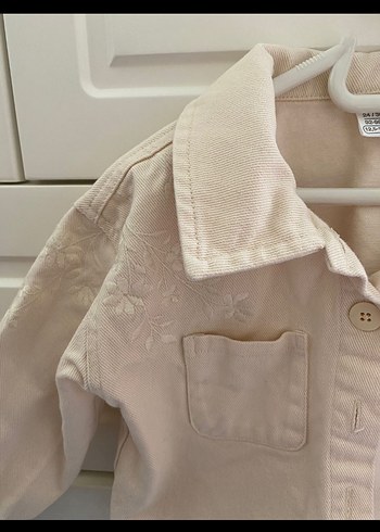 Kız Çocuk Bej Keten Düğmeli Ceket - Görsel 2