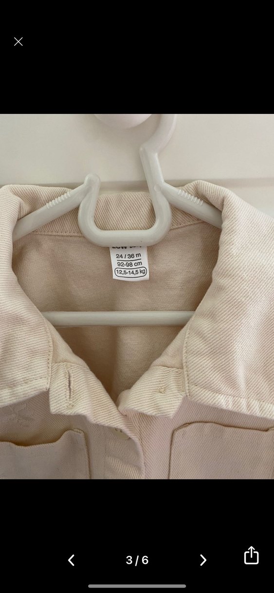 Kız Çocuk Bej Keten Düğmeli Ceket - Görsel 3