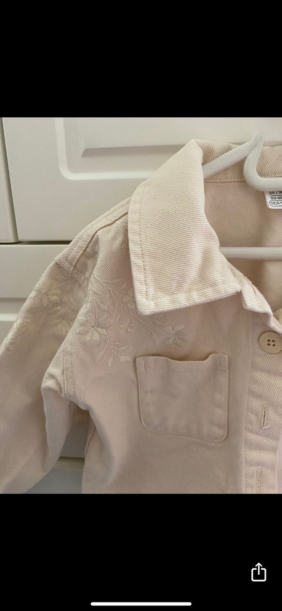 Kız Çocuk Bej Keten Düğmeli Ceket - Görsel 2