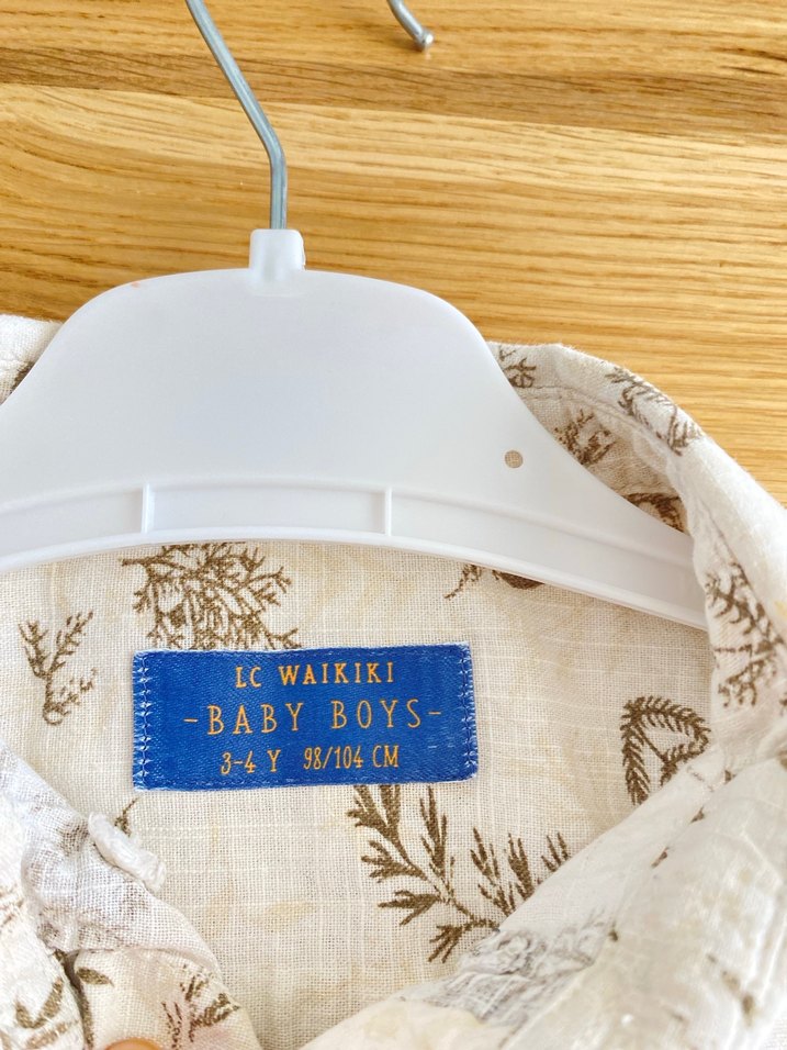 Bej Desenli Uzun Kollu Keten Erkek Gömlek - Görsel 3