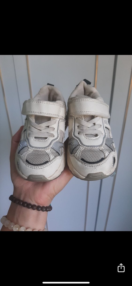 Kız Çocuk Gri Beyaz Cırtcırtlı Spor Ayakkabı - Görsel 3