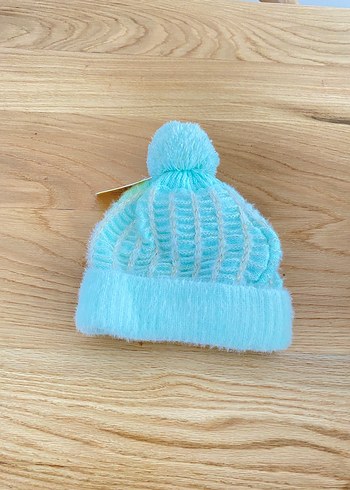 Turkuaz Örgü Kadın Bere Ponponlu - Görsel 2