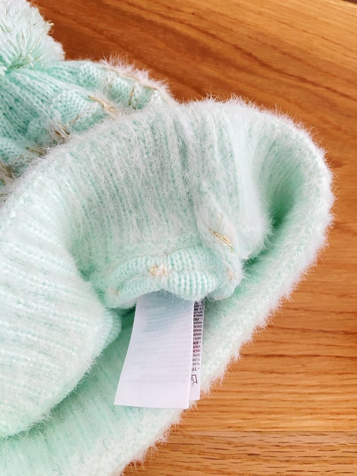 Turkuaz Örgü Kadın Bere Ponponlu - Görsel 3