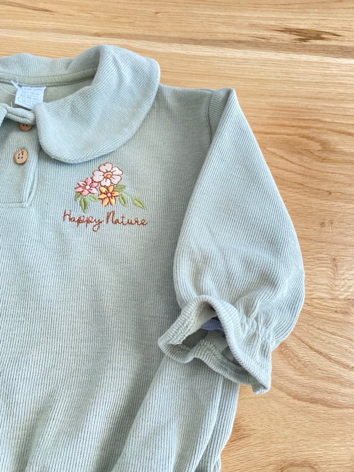 Düğmeli Turkuaz Kız Sweatshirt - Görsel 2