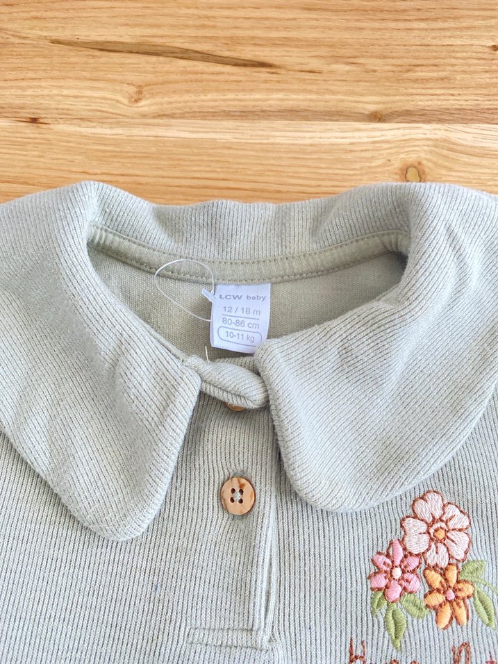 Düğmeli Turkuaz Kız Sweatshirt - Görsel 3