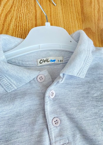 Erkek Çocuk Gri Düğmeli Polo Tişört - Görsel 2