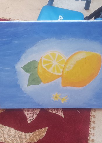 Sarı Limon Temalı El Boyaması Tablo