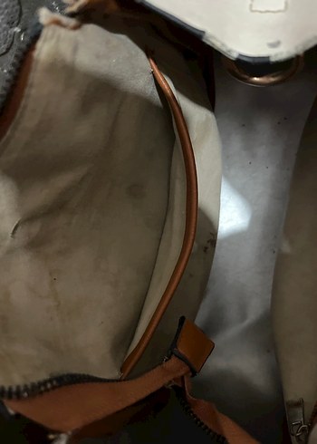 DERİMOD Kahverengi Saplı Beyaz Deri Kadın Çanta - Görsel 6