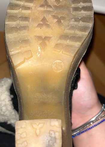 vintage Siyah Süet Kürklü Kadın Dolgu Topuk Bot - Görsel 5