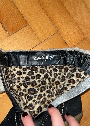 vintage Siyah Süet Kürklü Kadın Dolgu Topuk Bot - Görsel 3