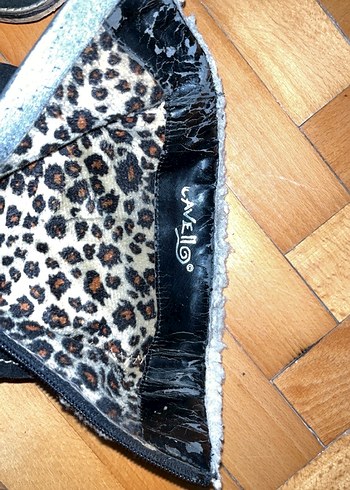 vintage Siyah Süet Kürklü Kadın Dolgu Topuk Bot - Görsel 4