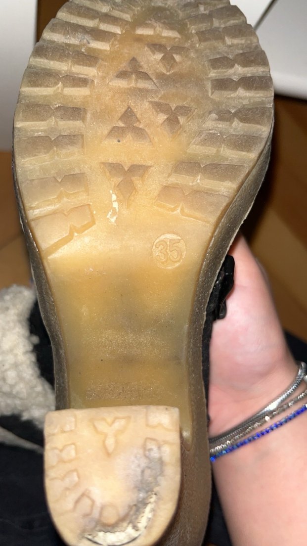 vintage Siyah Süet Kürklü Kadın Dolgu Topuk Bot - Görsel 5