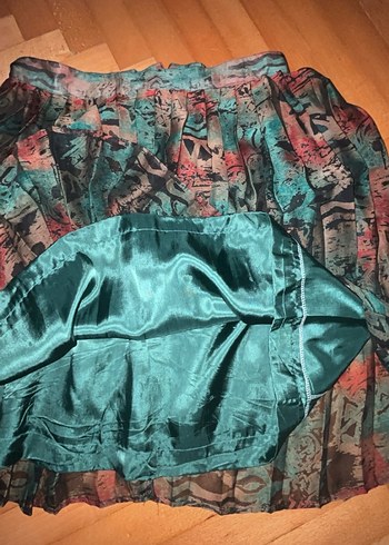 vintage Bohem Çok Renkli Pilili Mini Etek - Görsel 2