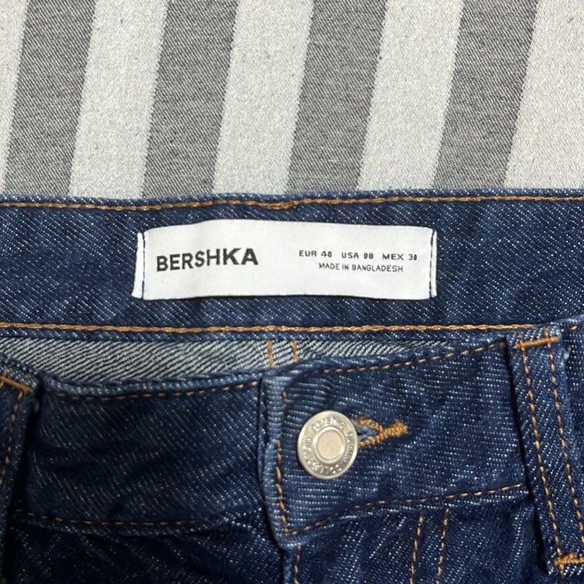 Bershka Lacivert ispanyol paça Kadın Kot Pantolon - Görsel 3