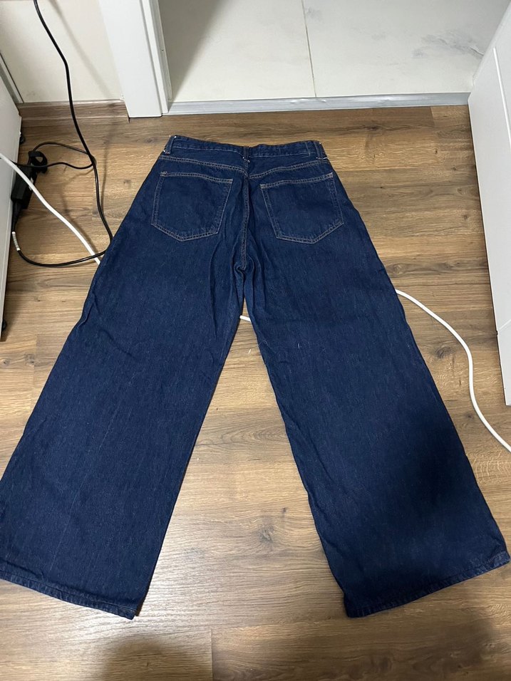 Bershka Lacivert ispanyol paça Kadın Kot Pantolon - Görsel 2