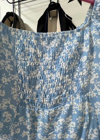 Mavi cicekli Uzun Elbise - Görsel 3