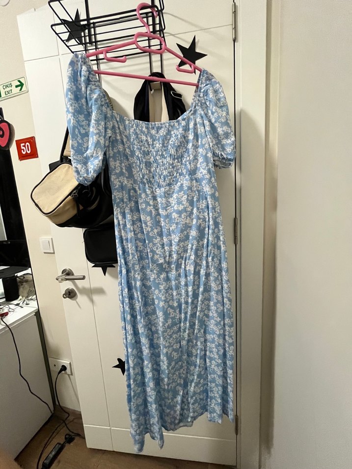 Mavi cicekli Uzun Elbise - Görsel 2