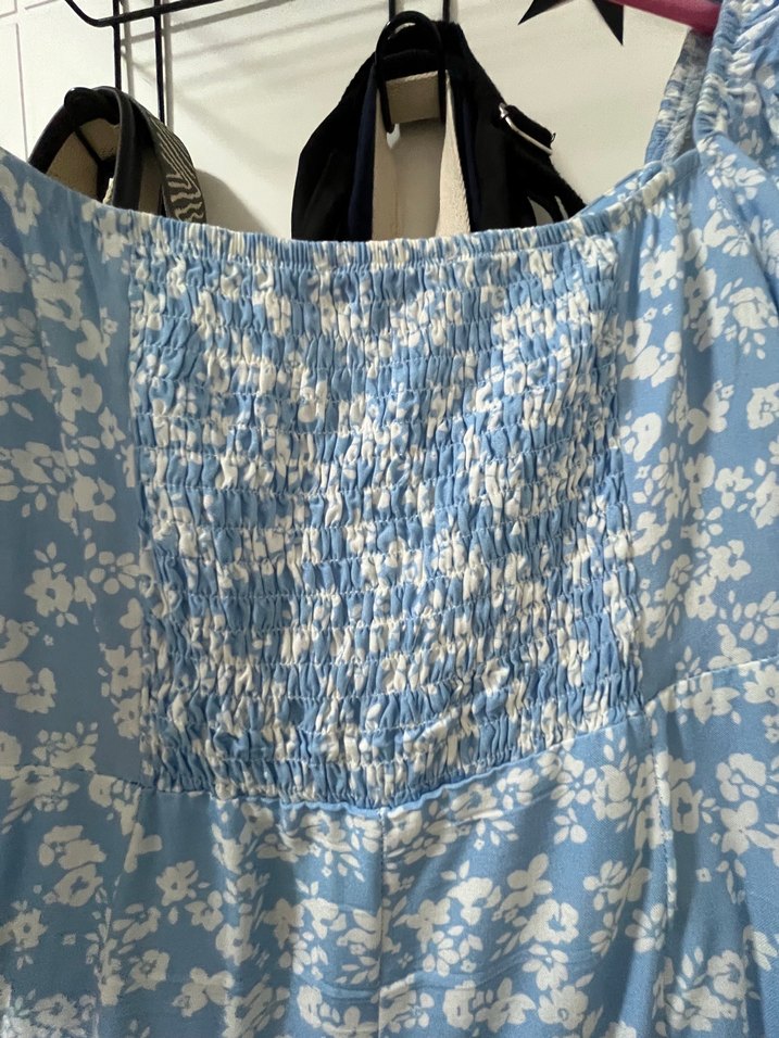 Mavi cicekli Uzun Elbise - Görsel 3