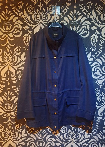 Düğmeli Lacivert Denim Kadın Ceket