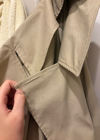 Bej Kadın Kemerli Uzun Trençkot - Görsel 3