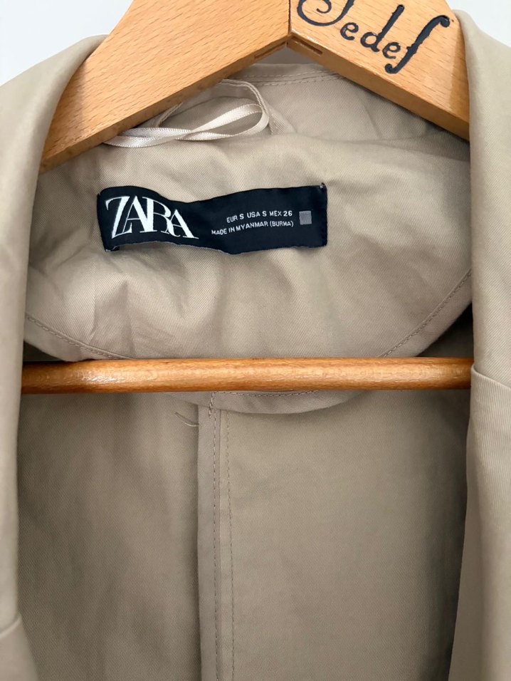 Bej Kadın Kemerli Uzun Trençkot - Görsel 2