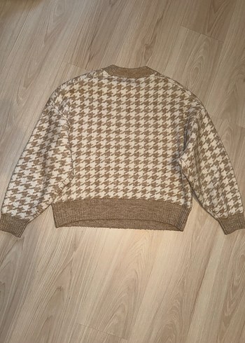 H&M Bej Kazayağı Desenli Triko Kazak - Görsel 3
