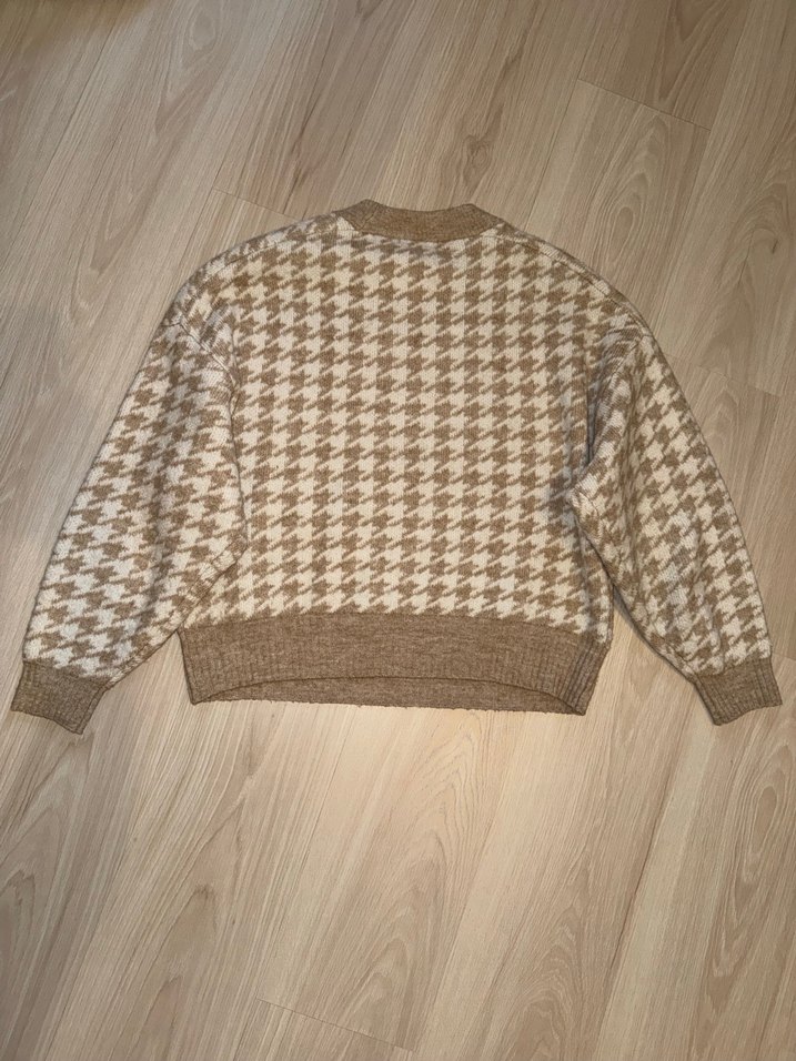 H&M Bej Kazayağı Desenli Triko Kazak - Görsel 3