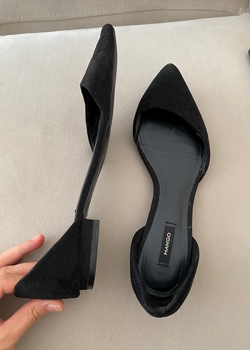 39 Beden Siyah Süet Stiletto Kadın Babet