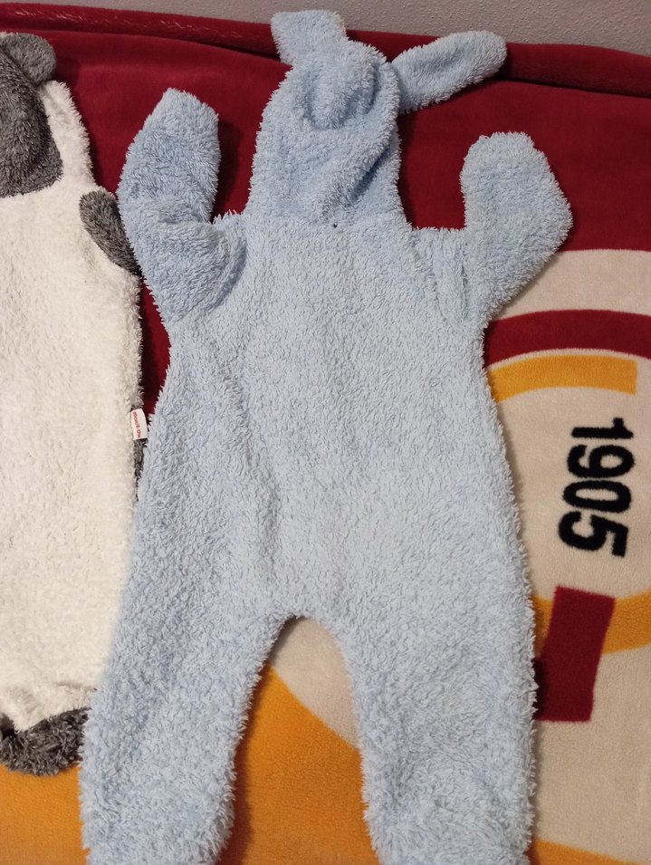 Mavi Örgü Dokulu Bebek Tulumu - Görsel 2