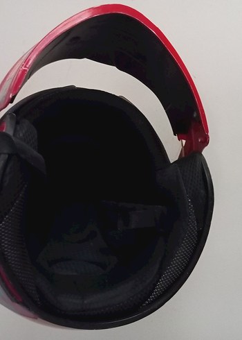 Kırmızı Biker Motosiklet Kaskı Velcro - Görsel 6