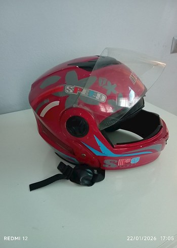 Kırmızı Biker Motosiklet Kaskı Velcro - Görsel 3