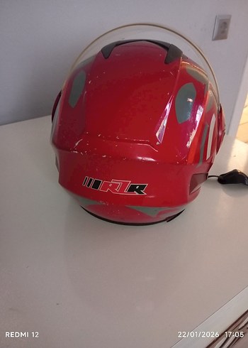 Kırmızı Biker Motosiklet Kaskı Velcro - Görsel 4