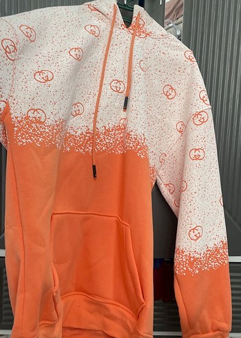 Turuncu Baskılı Kadın Sweatshirt