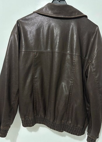 Pull & Bear Kahverengi Deri Bomber Ceket