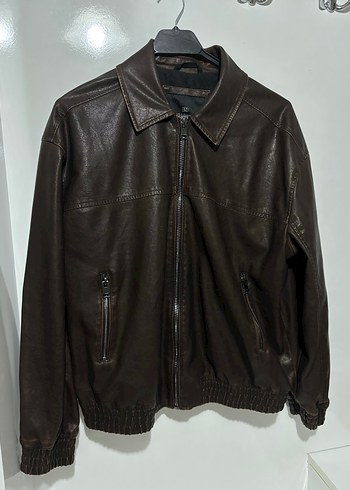 Pull and Bear Pull & Bear Kahverengi Deri Bomber Ceket