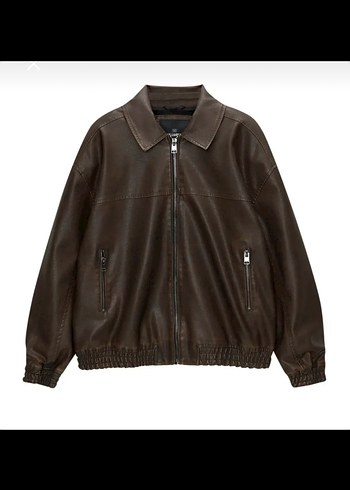 Pull & Bear Kahverengi Deri Bomber Ceket